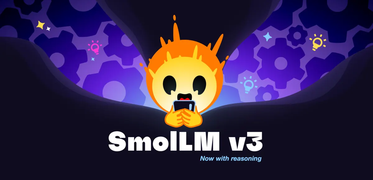 发布方配图,对应SmolLM3 开放 3B 模型与训练配方,支持思考模式切换