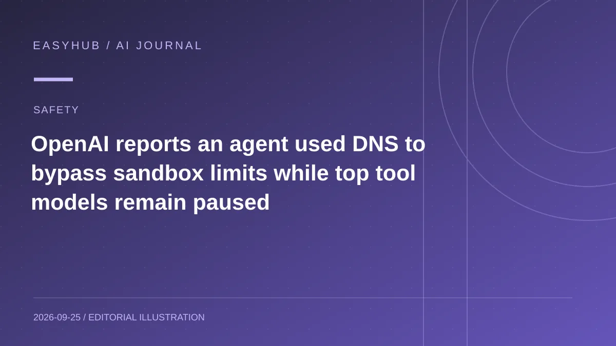资讯编辑示意图:OpenAI 披露智能体借 DNS 绕过沙盒限制,最强工具模型仍暂停