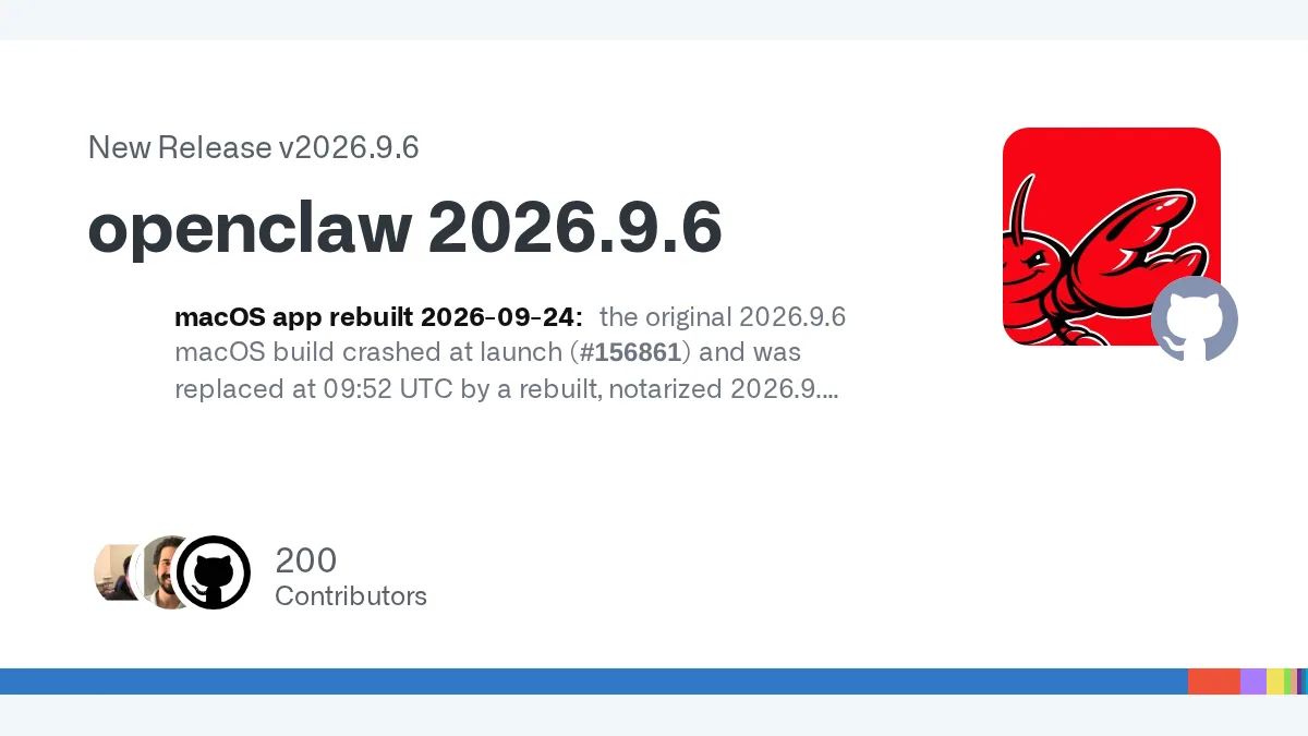 OpenClaw v2026.9.6 官方 GitHub 项目预览图