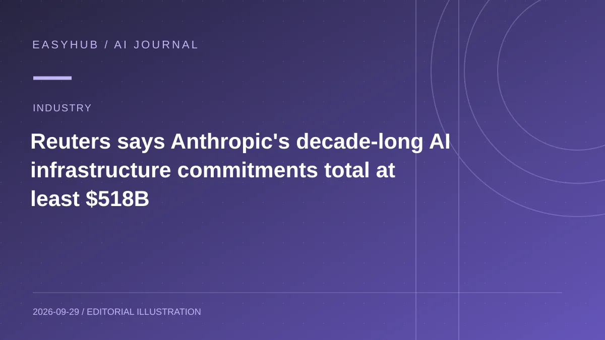 资讯编辑示意图:Reuters:Anthropic 未来十年 AI 算力与基础设施承诺至少 5180 亿美元,多数为不可取消协议