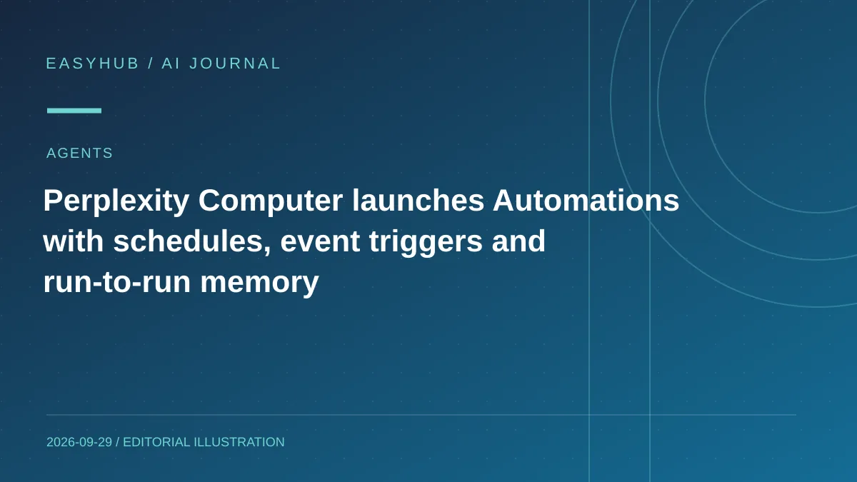资讯编辑示意图:Perplexity Computer 推出 Automations:支持定时与事件触发,并记住前序运行状态