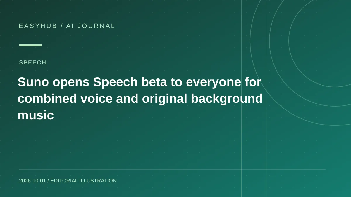 资讯编辑示意图:Suno Speech 进入全民 Beta:一次生成语音与原创背景音乐