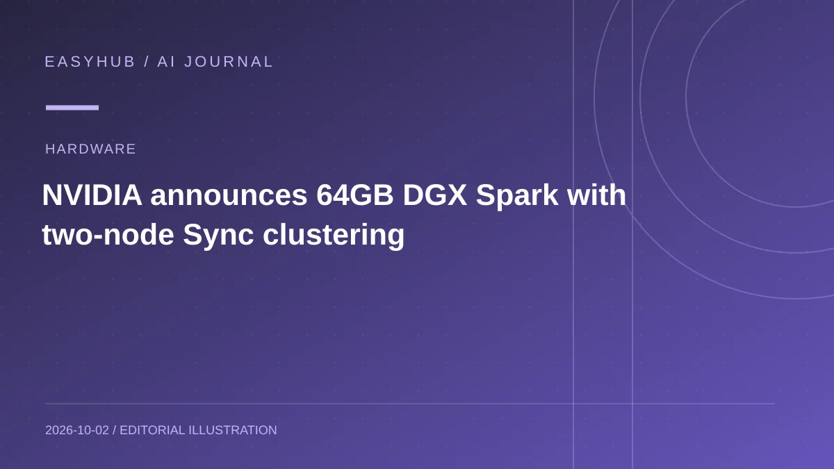 资讯编辑示意图:NVIDIA 公布 64GB 版 DGX Spark:10 月 23 日起售,双机可聚合至 128GB