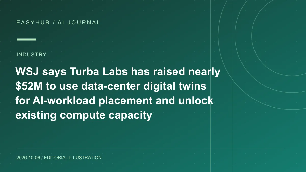 资讯编辑示意图:WSJ:Turba Labs 已筹近 5200 万美元,用数据中心数字孪生调度 AI 工作负载以释放现有算力