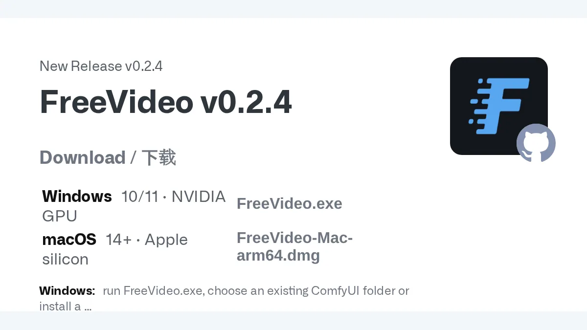 Official GitHub preview for FreeVideo v0.2.4