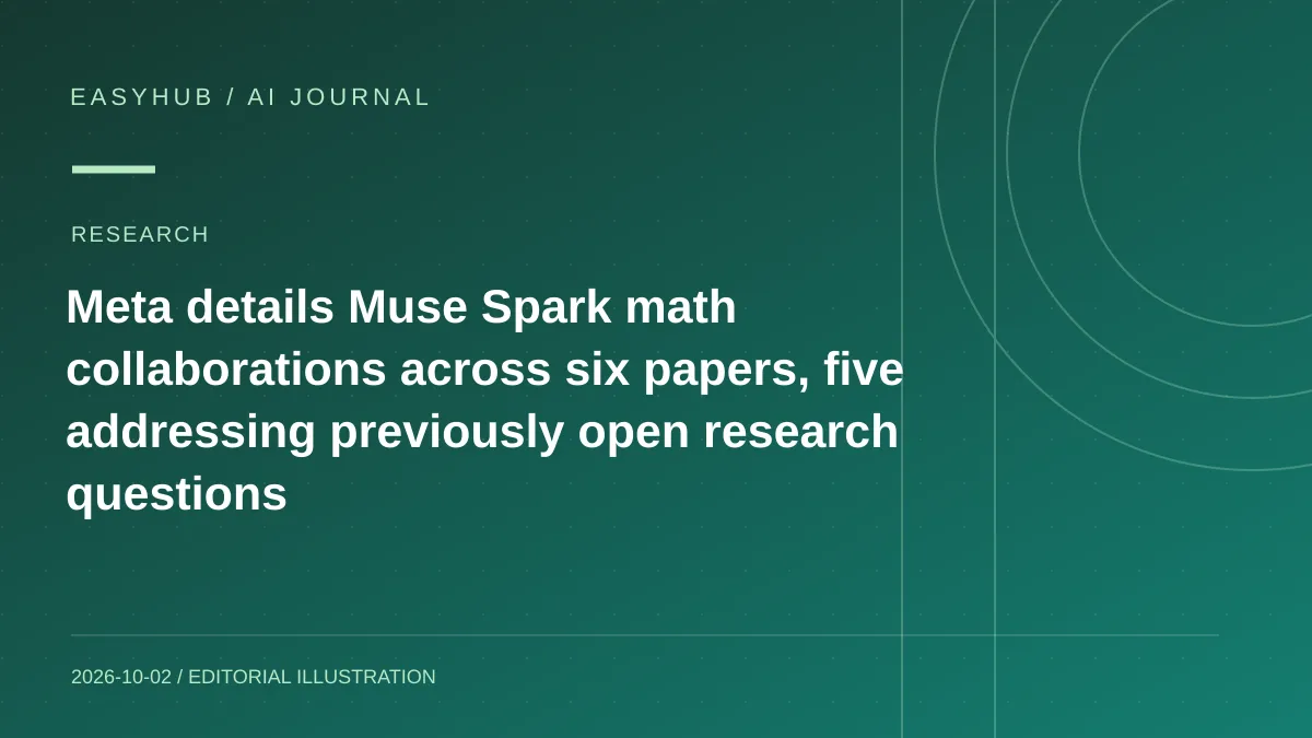 资讯编辑示意图:Meta 公布 Muse Spark 数学研究协作:六篇论文中五篇回答此前开放问题,研究者全程指导与复核
