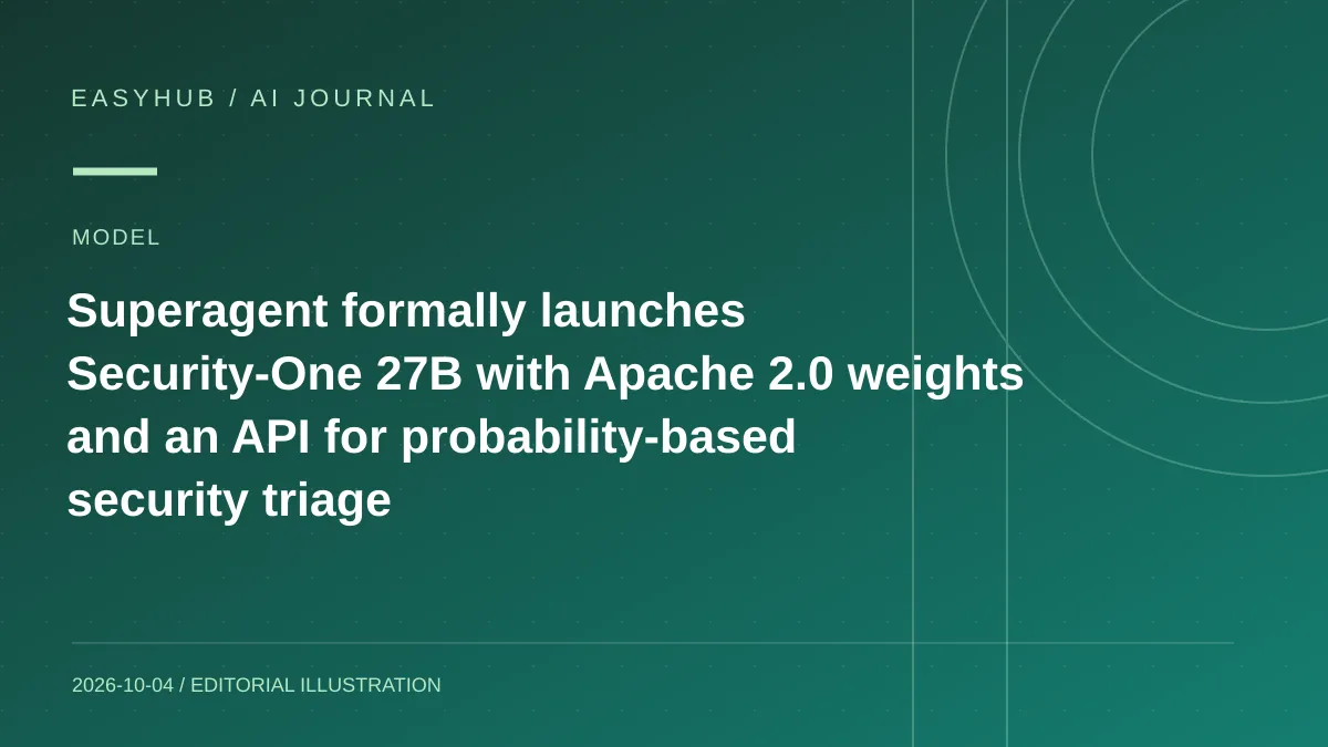 资讯编辑示意图:Superagent 正式推出 Security-One 27B:开放 Apache 2.0 权重与 API,用概率做持续安全分流