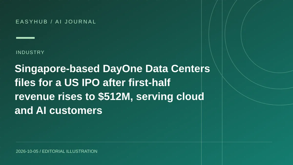 资讯编辑示意图:新加坡 DayOne 数据中心提交美国 IPO:上半年营收增至 5.12 亿美元,业务面向云计算与 AI 客户