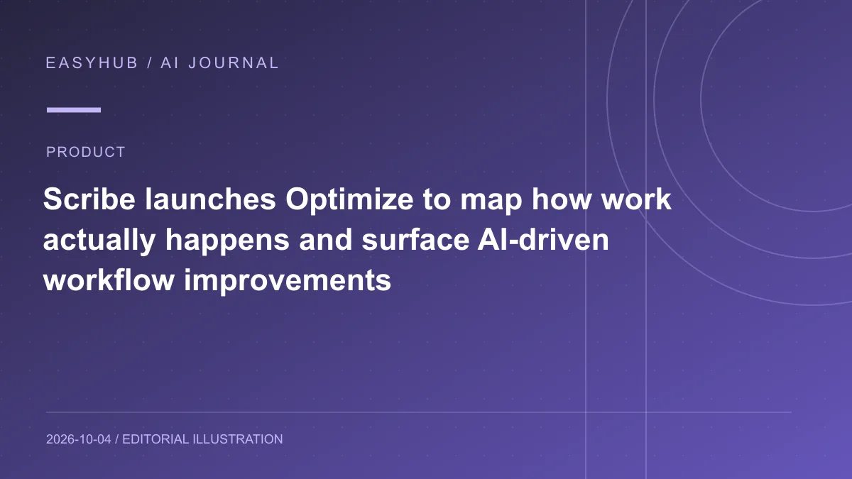 Editorial illustration: Scribe launches Optimize to map how work actually happens and surface AI-driven workflow improvements
