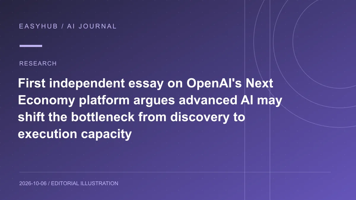 资讯编辑示意图:OpenAI“Next Economy”平台首篇独立文章提出:先进 AI 的关键瓶颈可能从“发现”转向“执行能力”