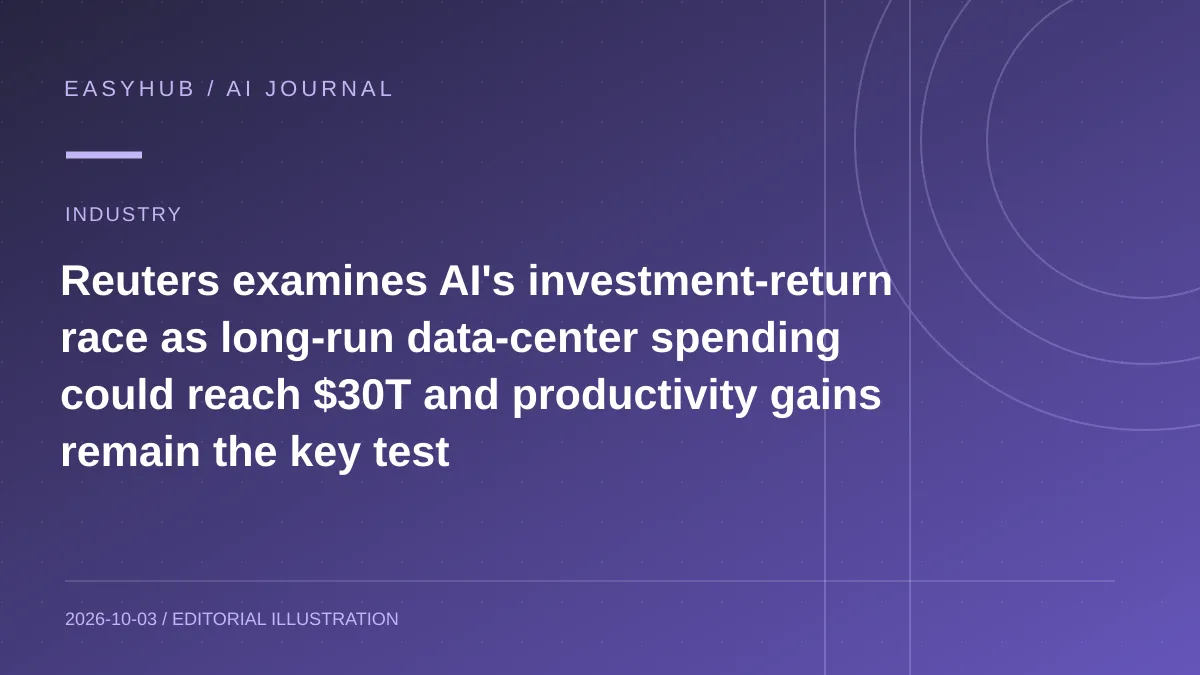 资讯编辑示意图:Reuters 梳理 AI 万亿美元投入与回报压力:数据中心长期支出可能达 30 万亿美元,生产率兑现仍是核心问题