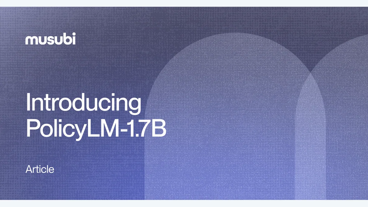 Official Musubi PolicyLM-1.7B launch artwork