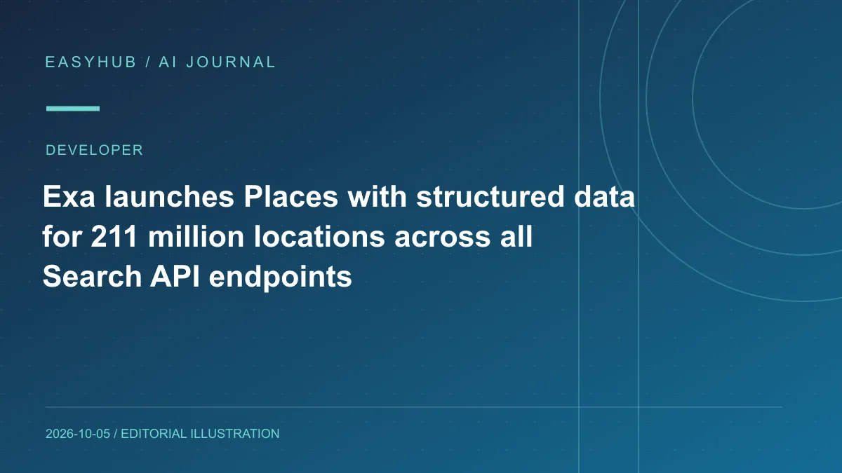 Editorial illustration: Exa launches Places with structured data for 211 million locations across all Search API endpoints