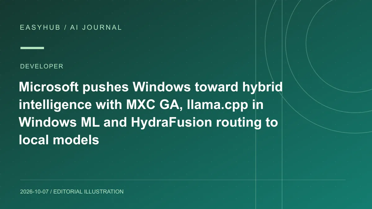 资讯编辑示意图:Microsoft 把 Windows 推向“混合智能”:MXC 正式可用,Windows ML 接入 llama.cpp,并让 HydraFusion 路由本地模型