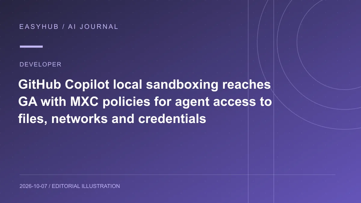 资讯编辑示意图:GitHub Copilot 本地沙箱正式可用:用 MXC 限制 Agent 的文件、网络和凭据访问