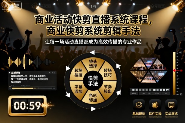 商业活动快剪直播系统课程，商业快剪系统剪辑手法-易网创