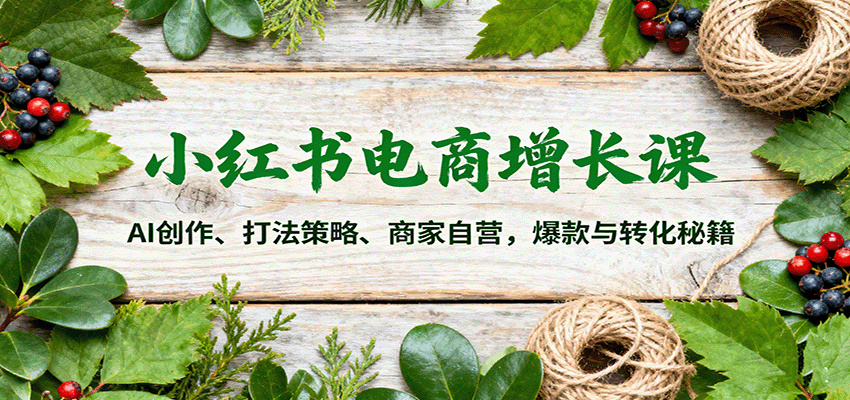小红书电商增长课：AI创作、打法策略、商家自营，爆款与转化秘籍-易网创