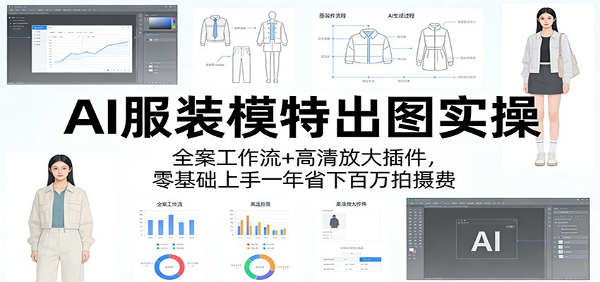 AI服装模特出图实操：全案工作流+ 高清放大插件，零基础上手一年省下百万拍摄费-易网创