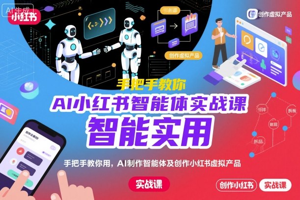 AI小红书智能体实战课，手把手教你用AI制作智能体及创作小红书虚拟产品，提效+内容商业化-易网创