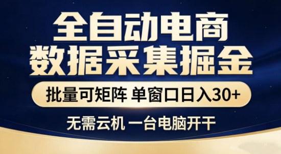 独家电商数据全自动采集项目，批量可矩阵，单窗口轻松日入3张+【揭秘】-易网创