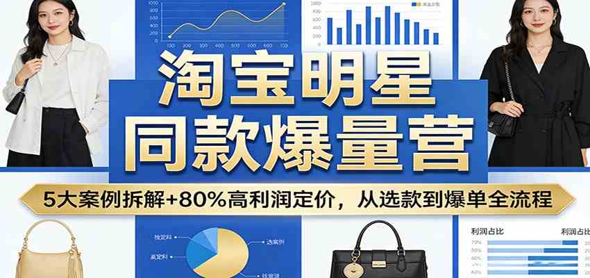 淘宝明星同款爆量营：5大案例拆解+80%高利润定价，从选款到爆单全流程-易网创