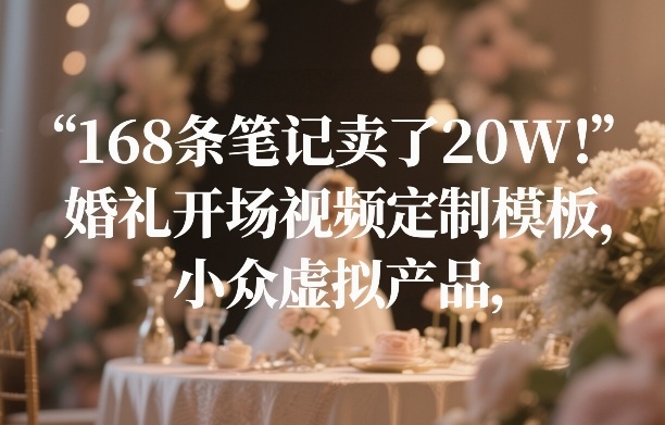 168条笔记卖了20W！婚礼开场视频定制模板，小众虚拟产品-易网创