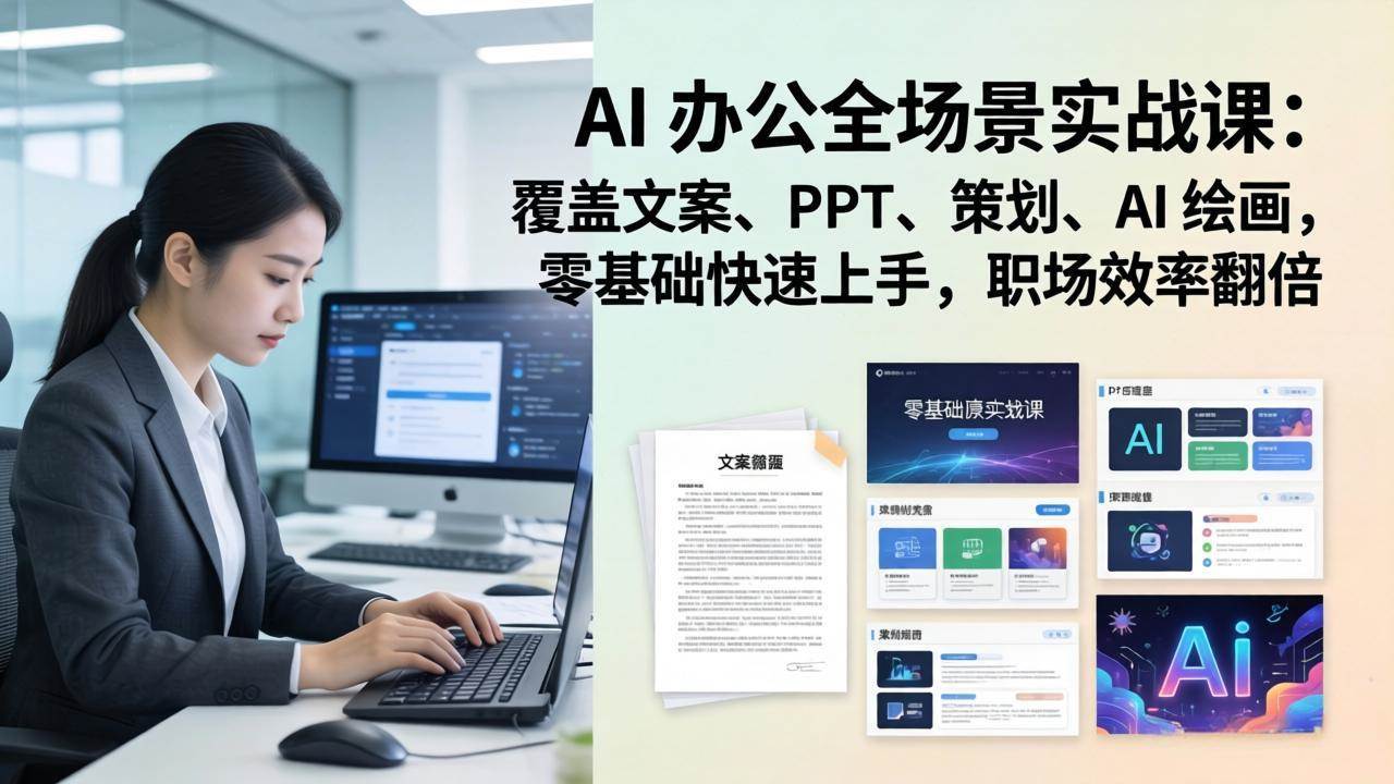 （17732期） AI 办公全场景实战课：覆盖文案、PPT、策划、AI 绘画，零基础快速上手，职场效率翻倍-易网创
