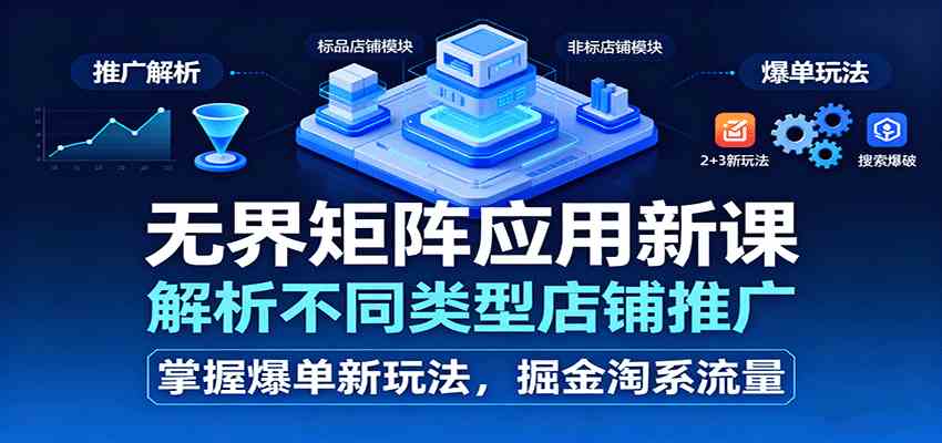 无界矩阵应用新课，解析不同类型店铺推广，掌握爆单新玩法，掘金淘系流量-易网创
