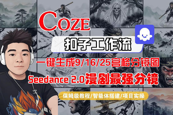 Coze智能体工作流一键生成AI漫剧最强分镜，9/16/25宫格分镜图，人物场景一致性保持，全流程保姆级教学-易网创