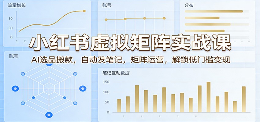 小红书虚拟矩阵实战课:AI选品搬款,自动发笔记,矩阵运营,解锁低门槛变现-易网创