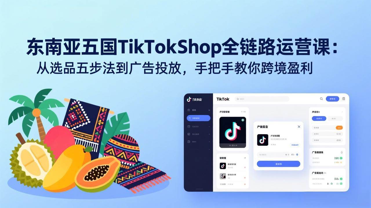 （17511期）东南亚五国TikTok Shop全链路运营课：从选品五步法到广告投放，手把手教你跨境盈利-易网创