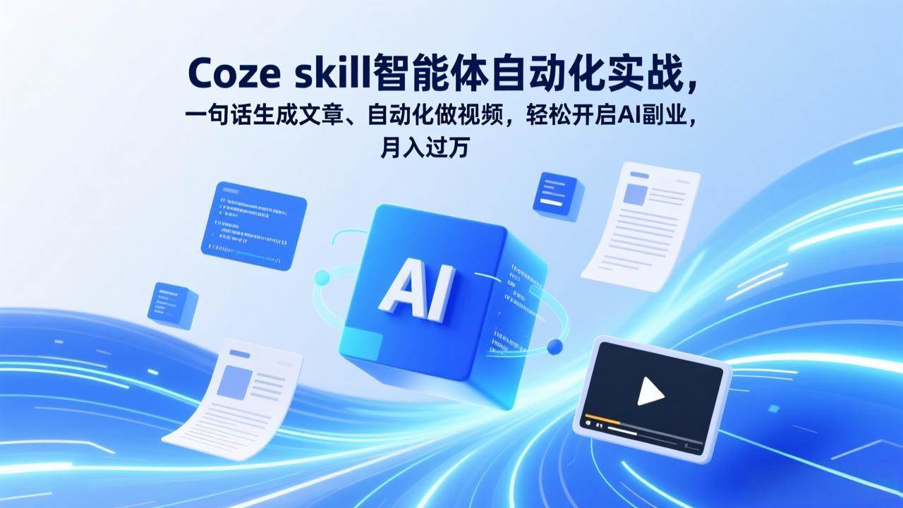（17399期）Coze skill智能体自动化实战，一句话生成文章、自动化做视频，轻松开启AI副业，月入过万-易网创
