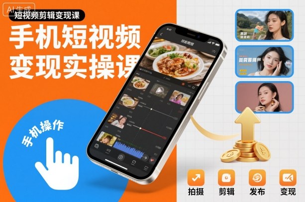 手机短视频变现实操课，短视频剪辑变现课-易网创
