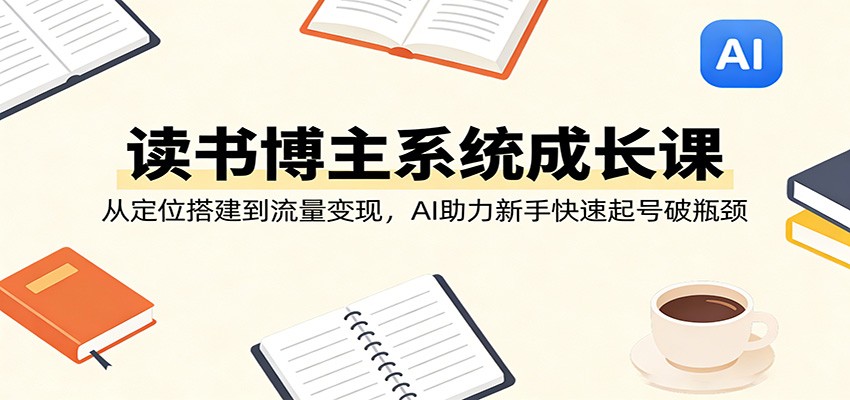 读书博主系统成长课：从定位搭建到流量变现，AI助力新手快速起号破瓶颈-易网创