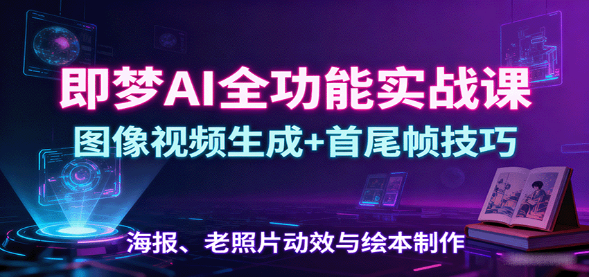 即梦AI全功能实战课：图像视频生成+首尾帧技巧，海报、老照片动效与绘本制作-易网创