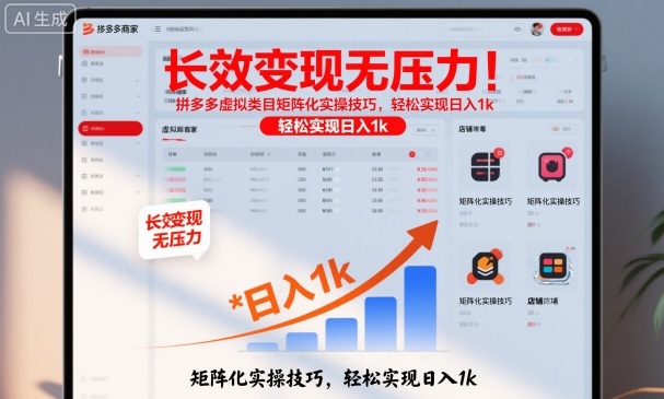 长效变现无压力！拼多多虚拟类目矩阵化实操技巧，轻松实现日入1k【揭秘】-易网创