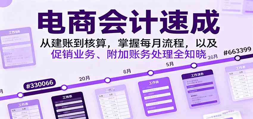 电商会计速成，从建账到核算，掌握每月流程，以及促销业务、附加账务处理全知晓-易网创