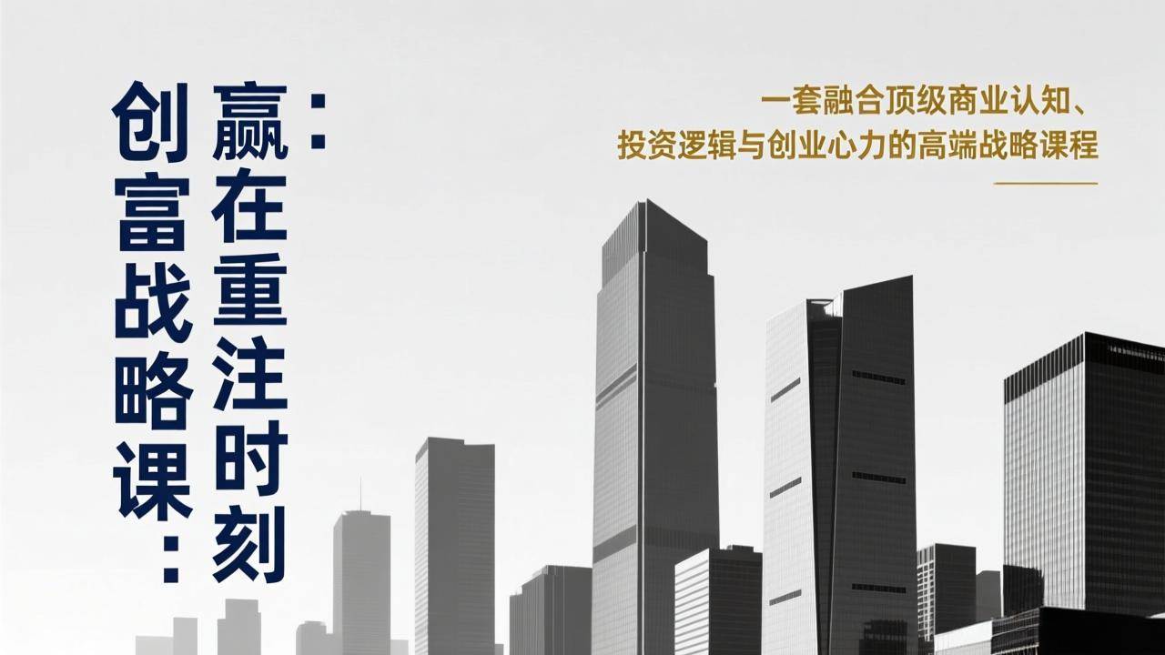 （17337期）《创富战略课：赢在重注时刻》一套融合顶级商业认知、投资逻辑与创业心力的高端战略课程-易网创