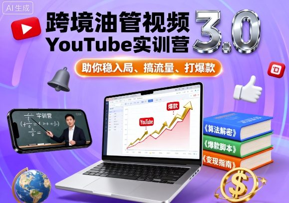 跨境油管视频YouTube实训营3.0，助你稳入局、搞流量、打爆款-易网创