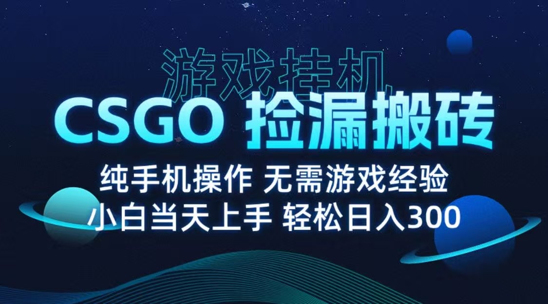 9月最新游戏搬砖，CSGO纯挂机，不需要玩游戏，实现真挂机，月入1W+-易网创