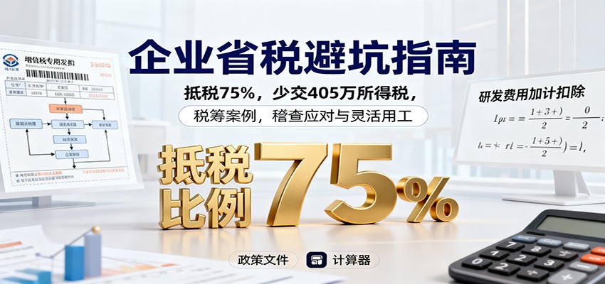 企业省税避坑指南：抵税75%，少交405万所得税，税筹案例，稽查应对与灵活用工-易网创