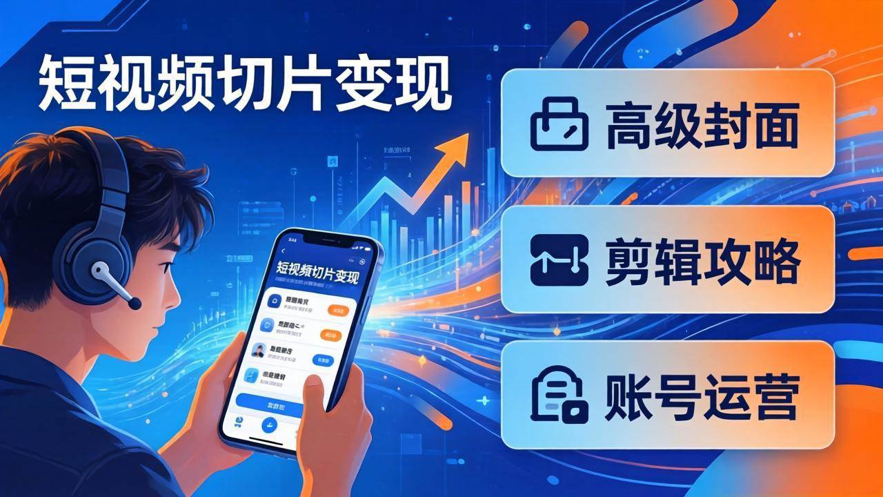 （17758期）短视频切片变现速成班2.0：高级封面+剪辑攻略+账号运营，0基础小白快速入局副业-易网创