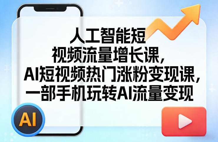 人工智能短视频流量增长课，AI短视频热门涨粉变现课，一部手机玩转AI流量变现-易网创