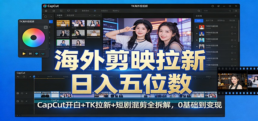 海外剪映拉新日入五位数：CapCut开白+TK拉新+短剧混剪全拆解，0基础到变现-易网创