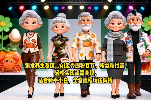 银发养生赛道，AI走秀圈粉百万，粉丝粘性高，轻松实现流量变现，适合新手小白，全套流程玩法解析-易网创