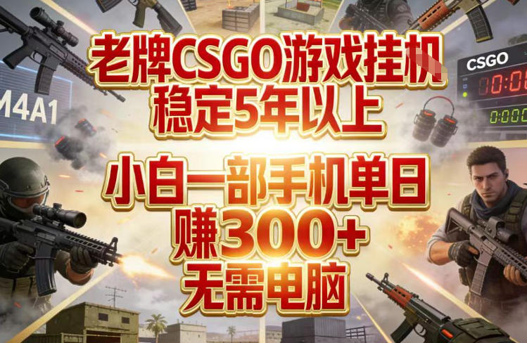 老牌CSGO游戏挂G,稳定5年以上,小白一部手机单日賺3张+,无需电脑【揭秘】-易网创