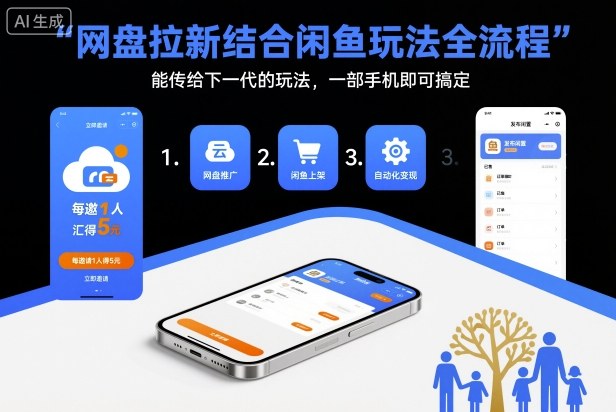 网盘拉新结合闲鱼玩法全流程，能传给下一代的玩法，一部手机即可搞定（附入口渠道以及实操教程）-易网创