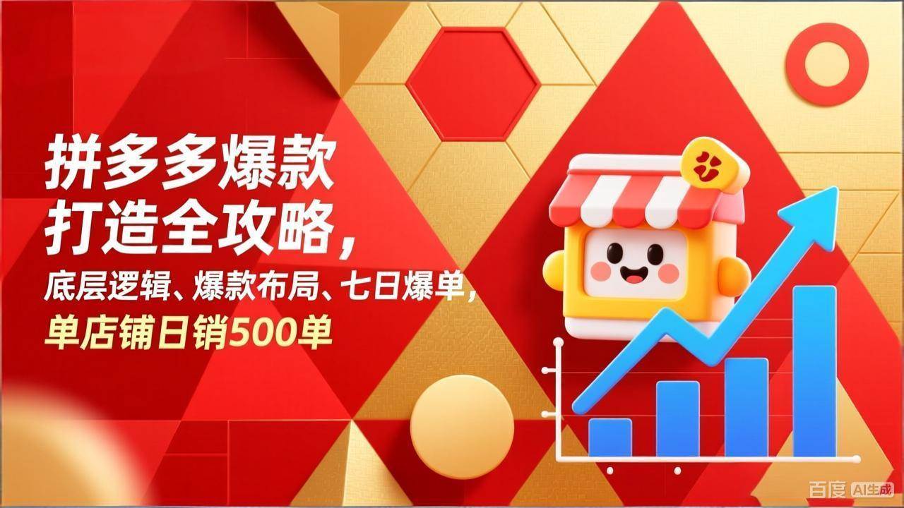 （17346期）拼多多爆款打造全攻略，底层逻辑、爆款布局、七日爆单，单店铺日销500单-易网创