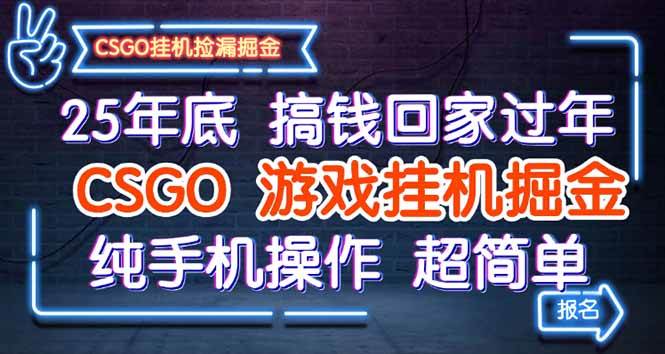 （16343期）25年底搞钱回家过年，CSGO游戏挂机掘金，纯手机操作超简单-易网创