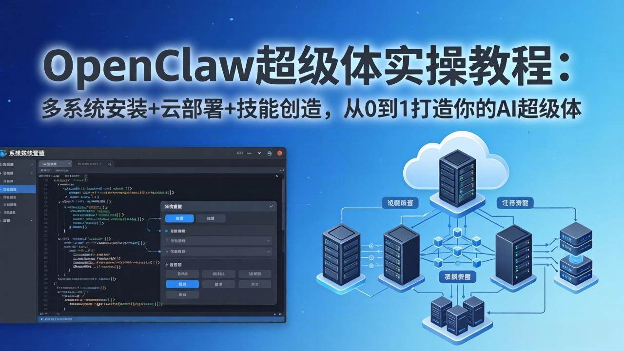 （17603期）OpenClaw-小龙虾 超级体实操教程：多系统安装+云部署+技能创造，从0到1打造你的AI超级体-易网创